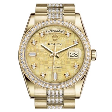 day-date 36 118348 gold watch replica|rolex diamond day date.